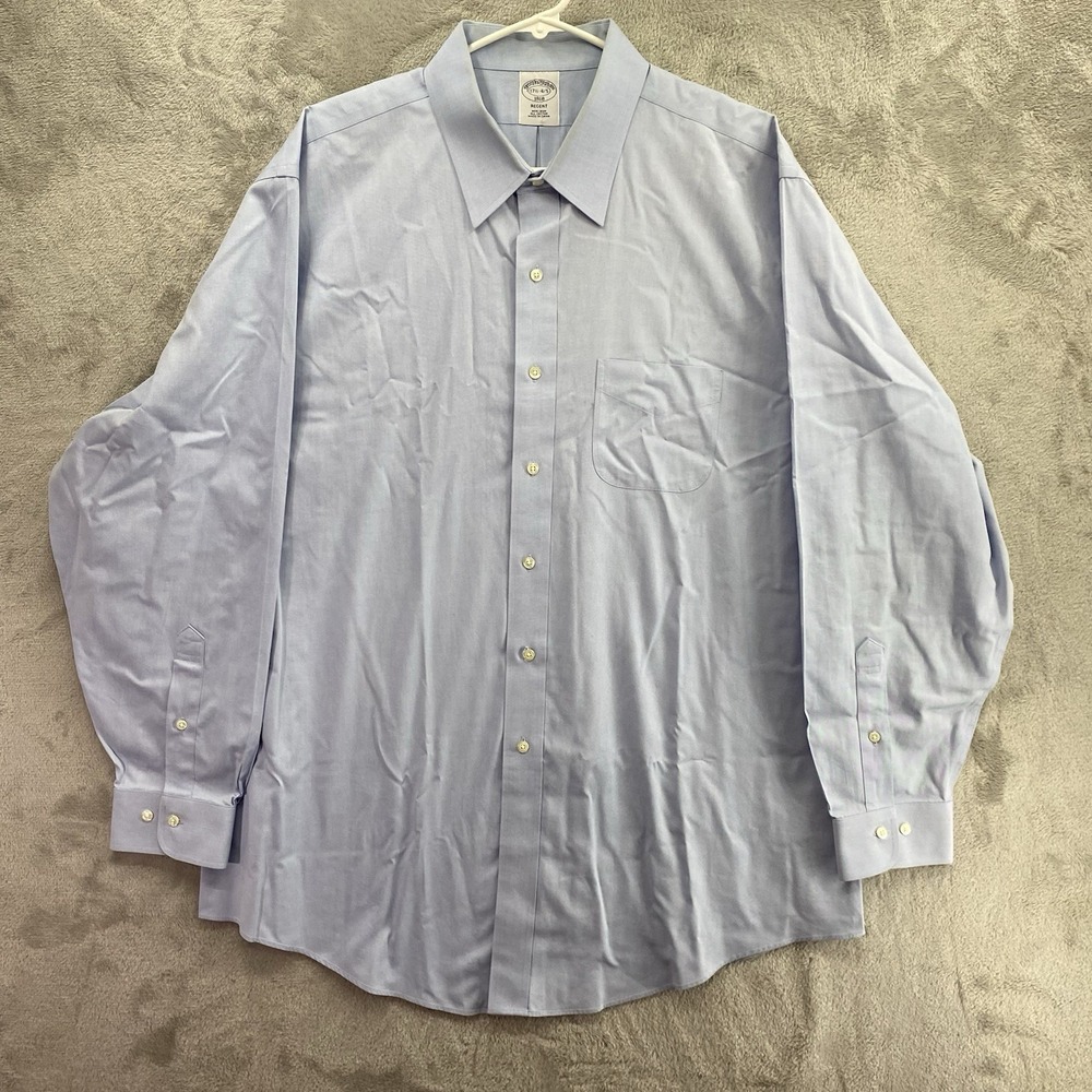 Brooks Brothers Blue Oxford Dress Shirt Men's 17.5 34/35 Slim Fit Non Iron